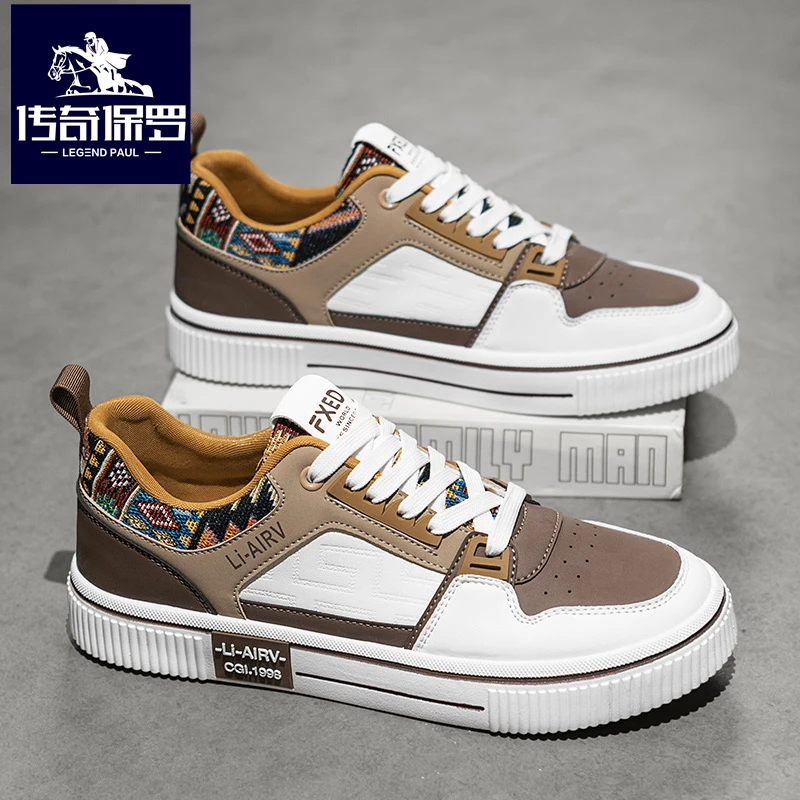 传奇保罗男鞋新款2025秋季爆款干净痞帅透气百搭潮鞋男士网红板鞋