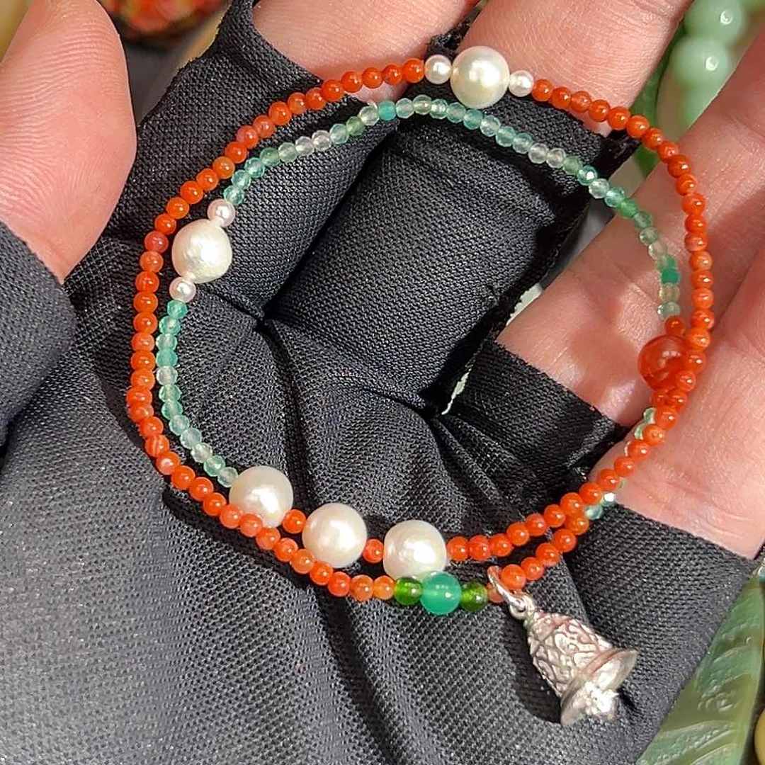 ****এ南红玛瑙未镶嵌颈饰定制款脚链