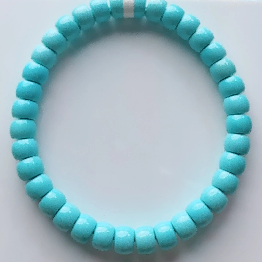 绿松石未镶嵌高瓷蓝直切手串7.1