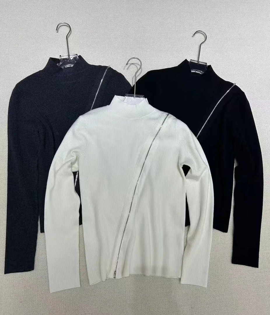 5323-19526 斜拉链套头打底衫毛衣