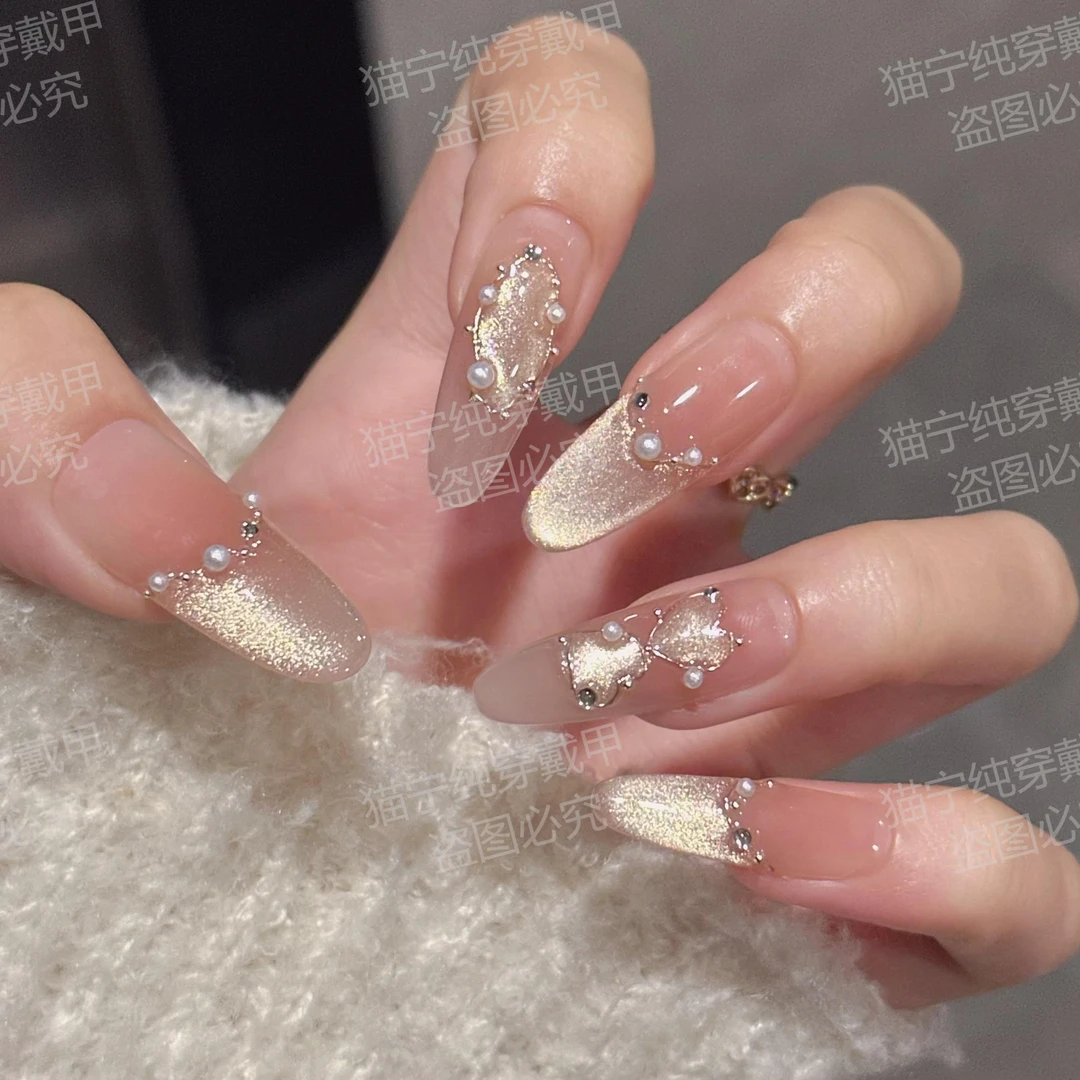 现货【心动信号】纯手工穿戴甲光疗甲冰透渐变四季流行 10片装