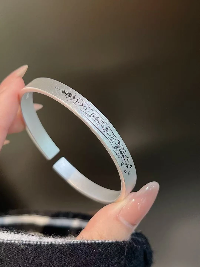 足银手镯 足银9999古法平安图纹手镯