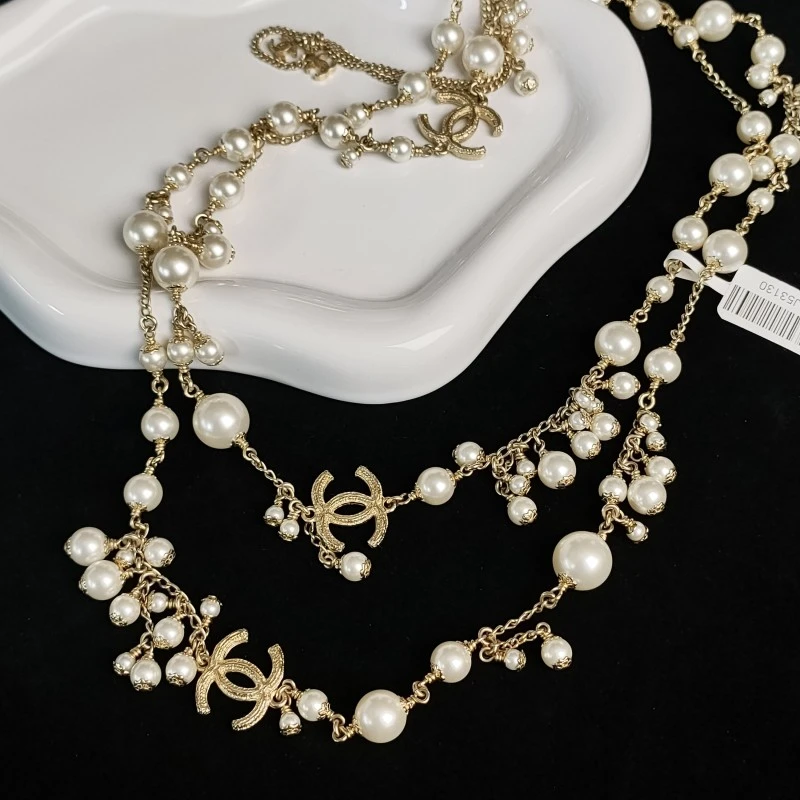 95新 Chanel/香奈儿 11A香奈儿双C珍珠毛衣链53130