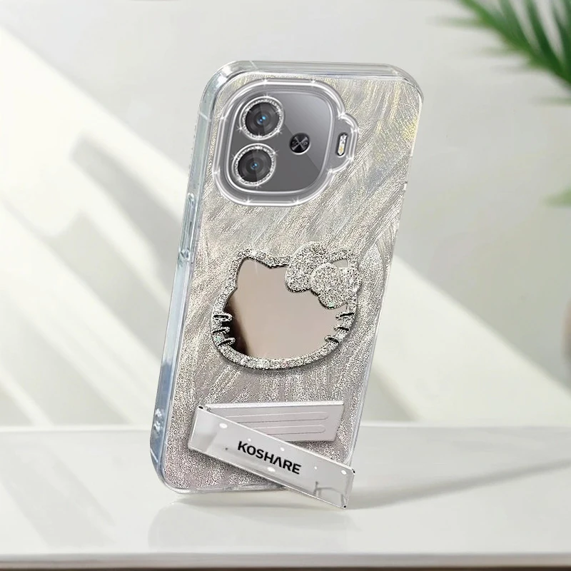 自带镜头膜VIVOiQOOZ9Turbo手机壳镶钻kt猫镜子V2352A全包iQOOz9