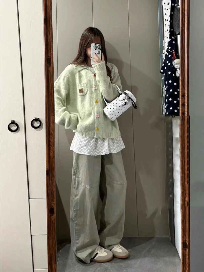 2025新款百搭毛衣多巴胺外套宽松秋季甜美设计针织开衫上衣