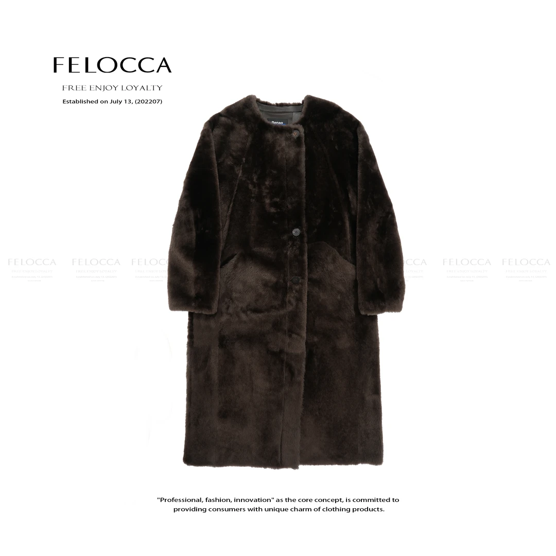 【FELOCCA】松弛感“冬日战袍”廓形双口袋皮毛外套BA-5060-1-9