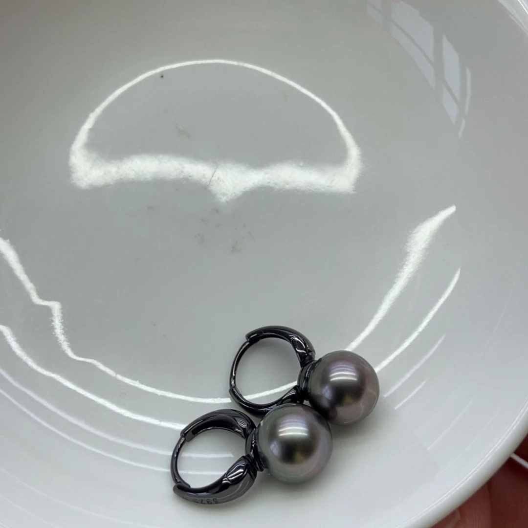 海水珍珠耳饰银S925镶嵌