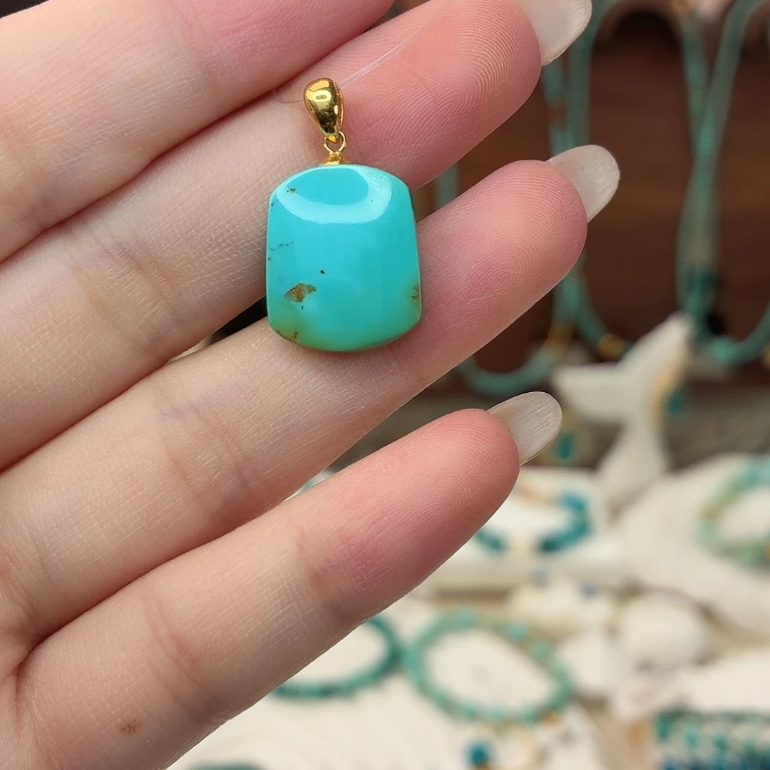 绿松石18K金镶嵌吊坠(不含链)