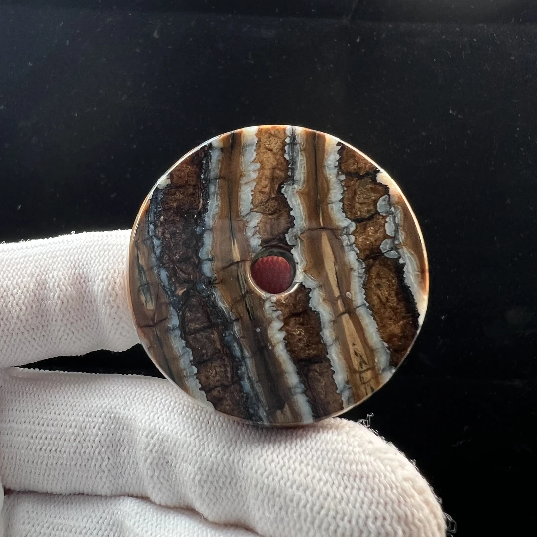 N1780天然猛犸牙 臼齿平安扣 42*11mm支持鉴定 假一罚四