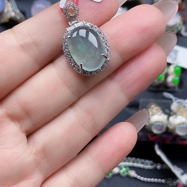 翡翠银S925镶嵌颈饰