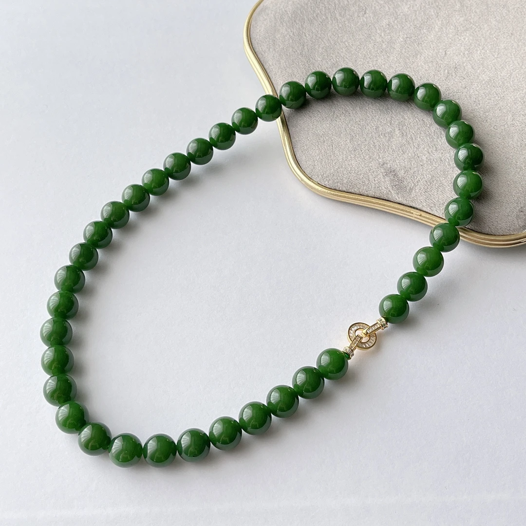 【云舒阁】11-12mm和田玉碧玉项链妈妈气质时尚百搭绿色复古女款