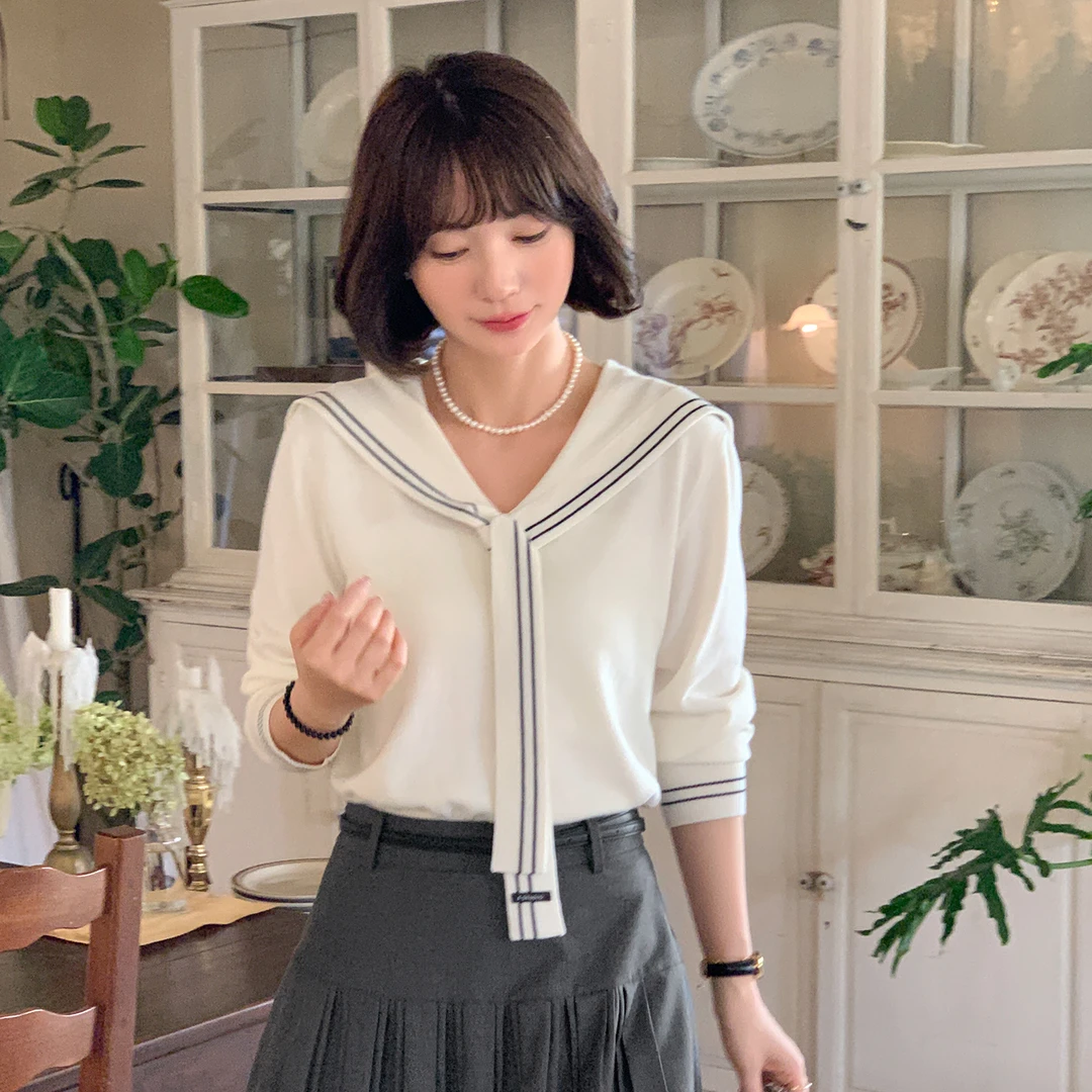 【璐璐】【奶芙甜心】FS508S023海军领针织套头衫