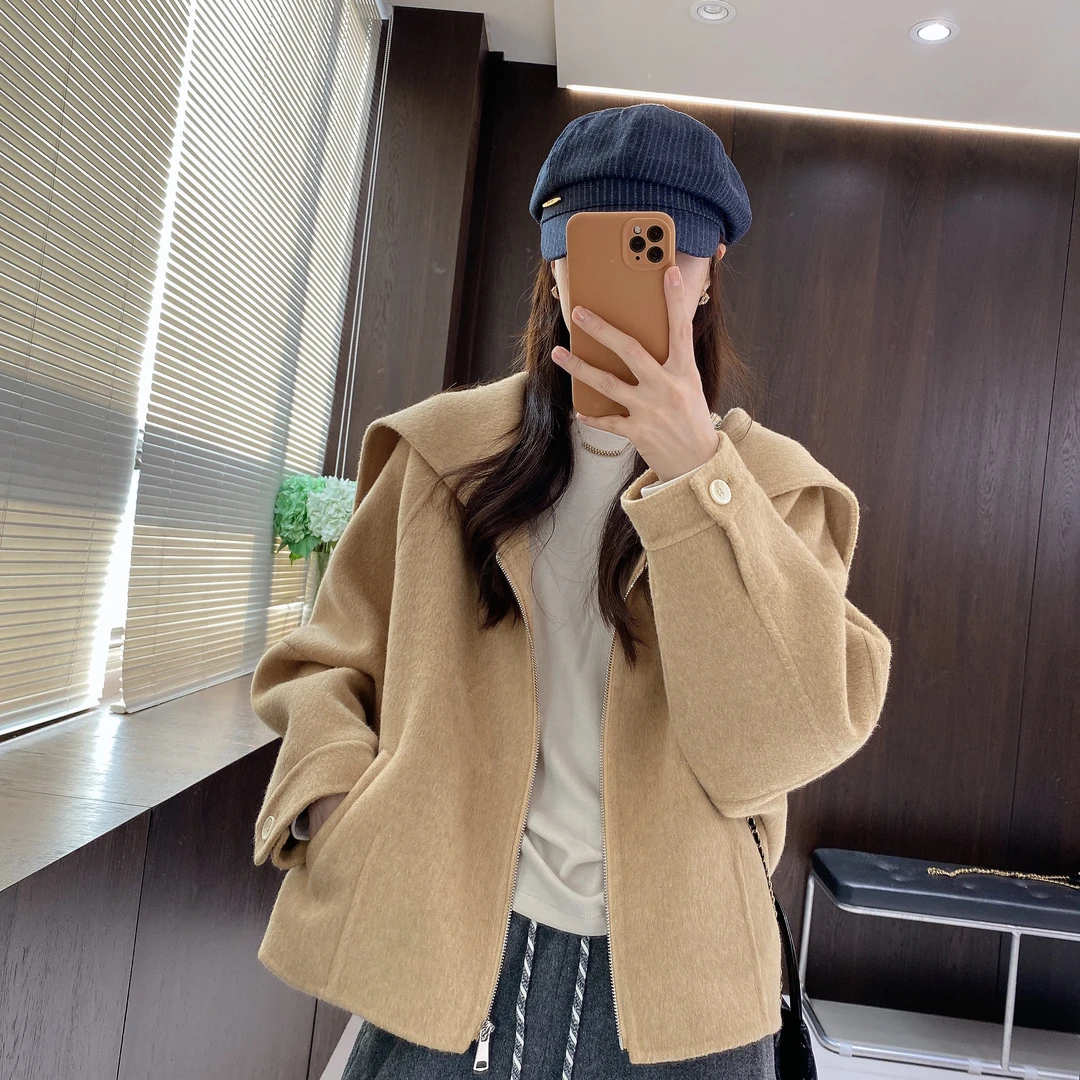 IMFLY金小金自制女装 绵羊毛外套DYW9972秋冬慵懒风韩系翻领外套