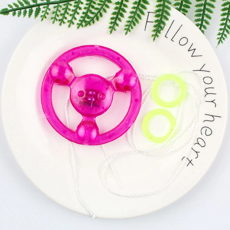 旋转发光拉线飞轮拉哨儿童玩具陀螺怀旧童年益智炫酷荧光手工喜欢