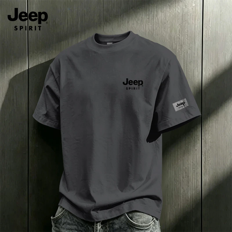 JEEPSPIRIT短袖t恤男2026夏季新款重磅纯棉美式潮牌宽松正肩上衣Z