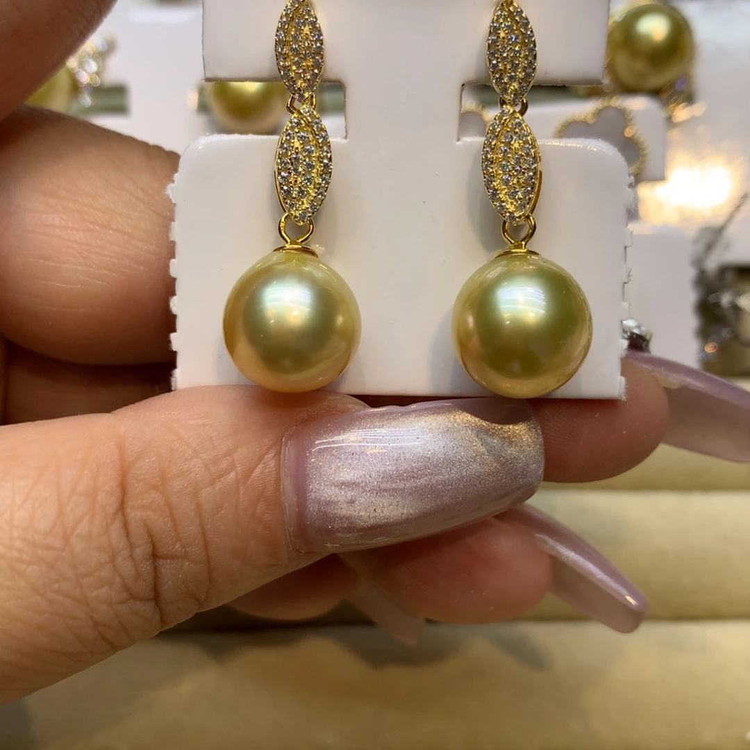 银S925镶嵌耳饰海水珍珠