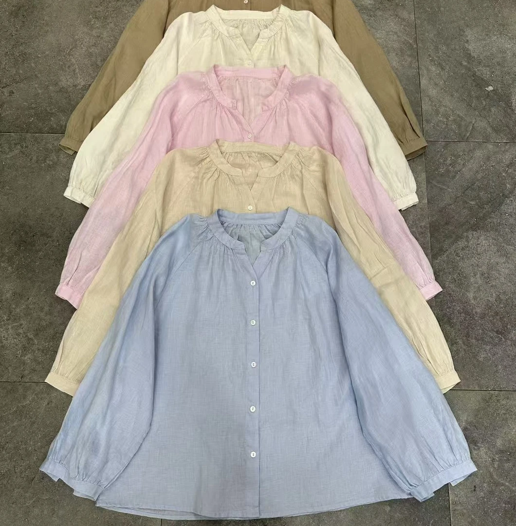 纯汉麻来去缝减龄上衣小衫
