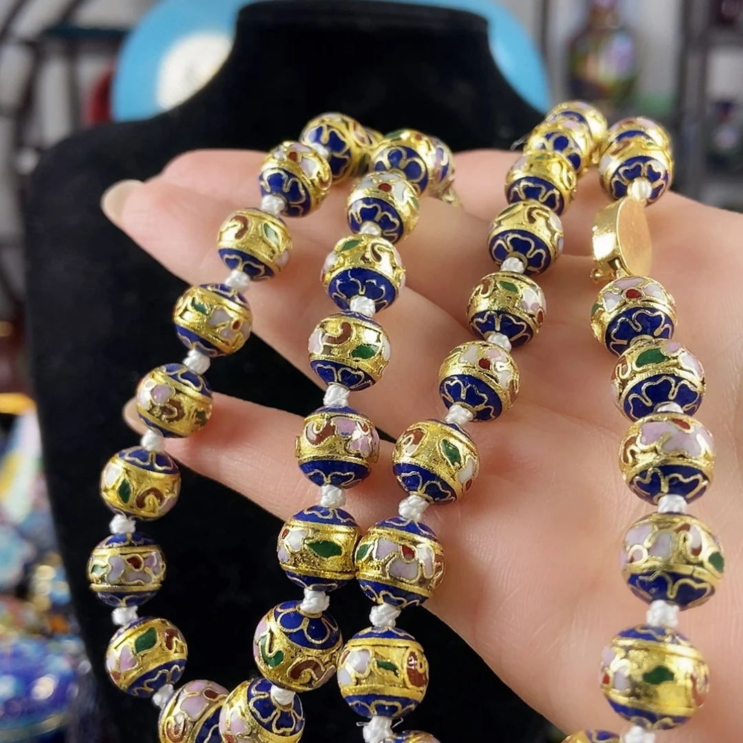 乐***乐铜1.0宝蓝色半金地项链