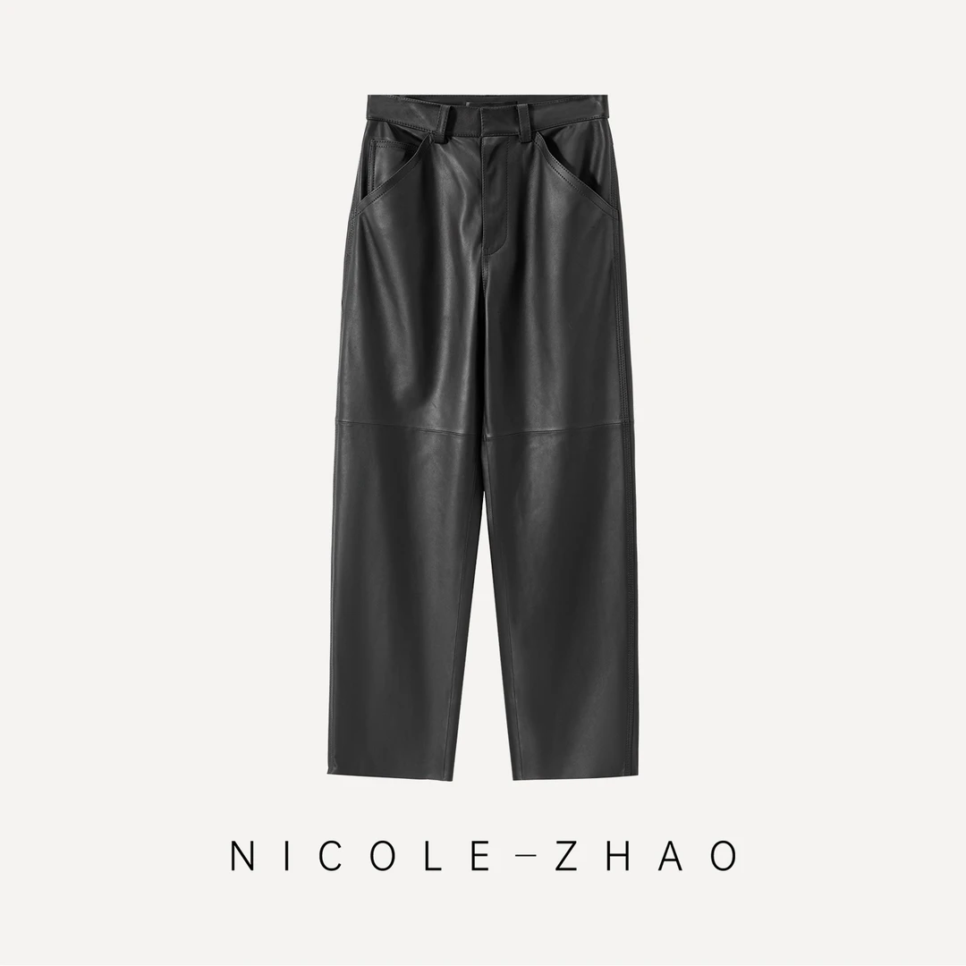 （预售）【贵姐NICOLE】设计师百搭经典时尚皮裤子5NKC104