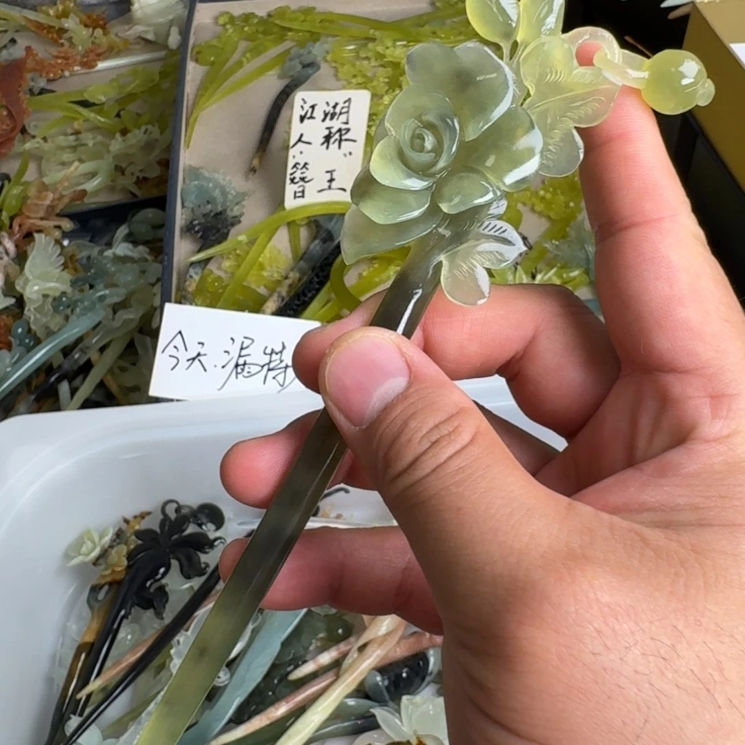岫玉未镶嵌发饰明君玉簪就是好看