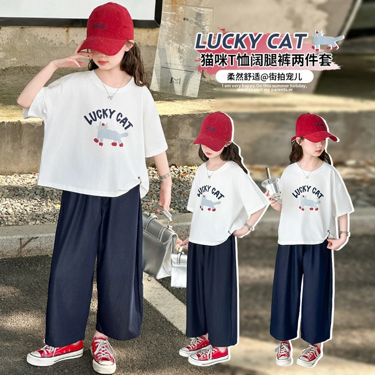 【丫丫童装】2025夏季新款中大女童小女孩套装休闲百搭L430