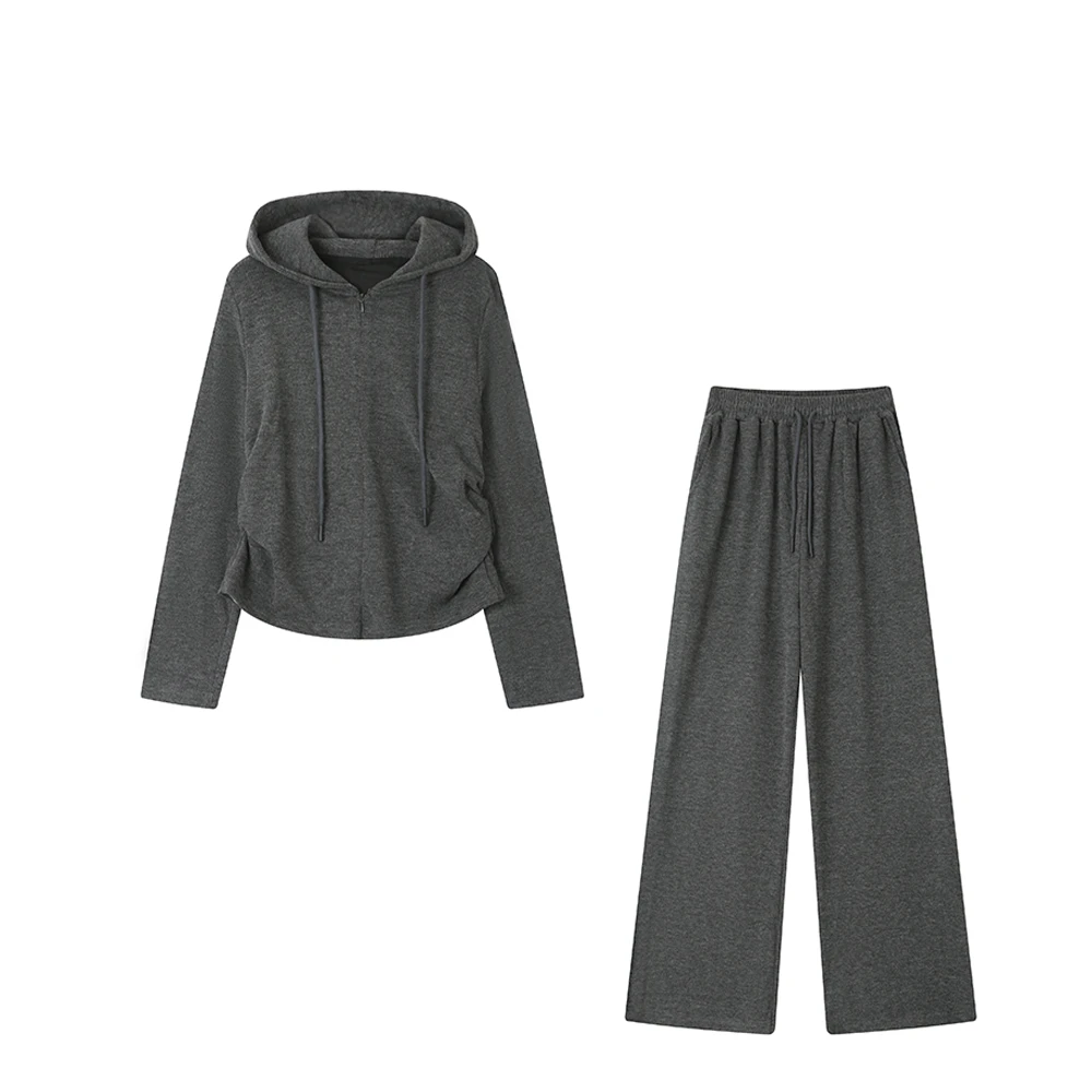 2025秋季新款开衫外套女卫衣糯米裤子套装两件套