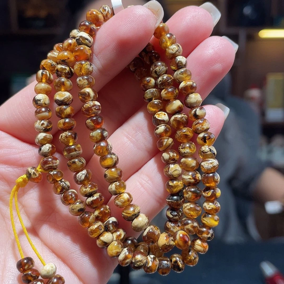 未镶嵌琥珀手链5m瓷白溶洞