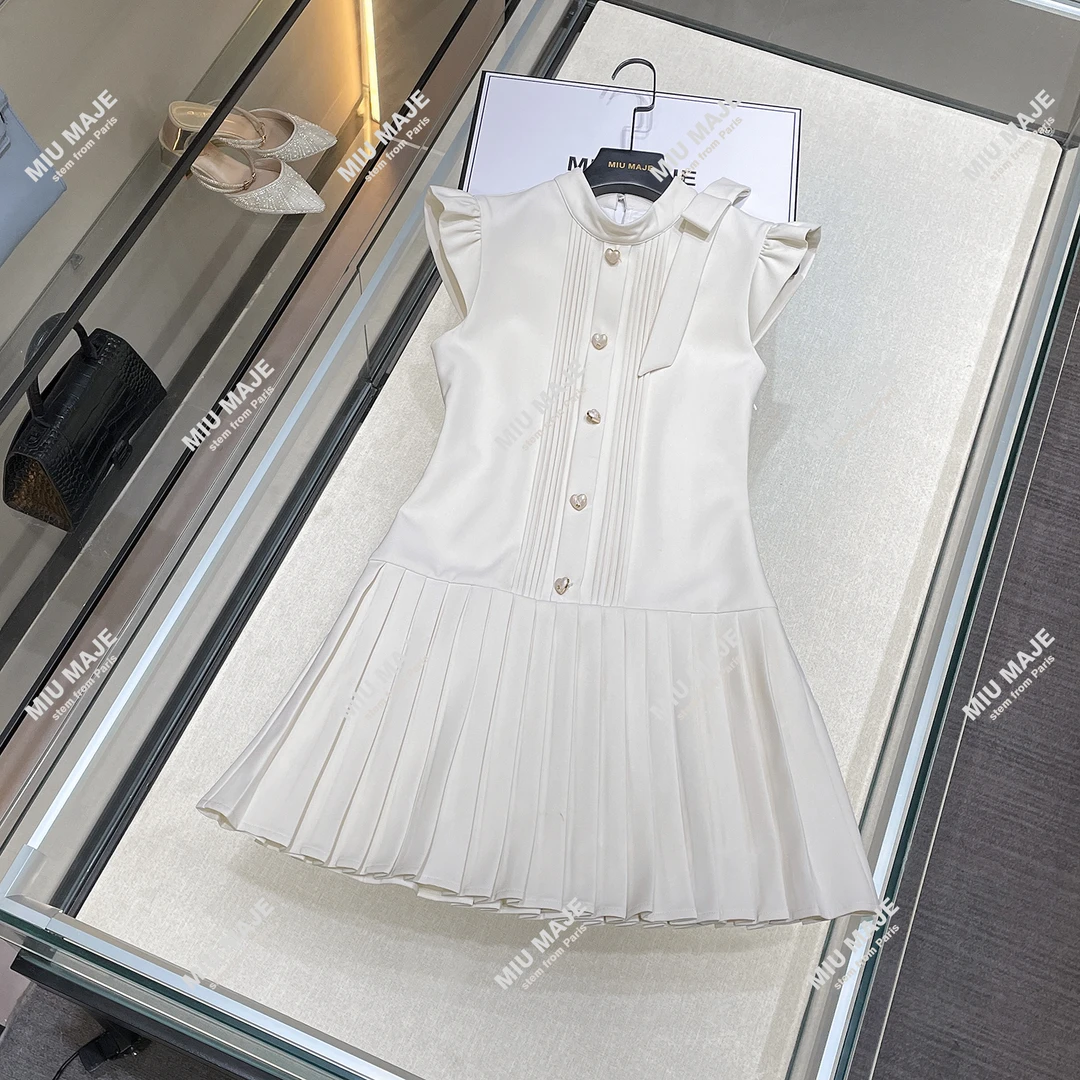 MIUMEM现货新款夏季轻奢高级感法式复古初恋小白裙 DY4448