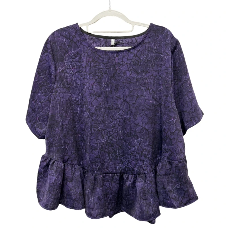 029 紫色荷叶底大码上衣民族风女装休闲百搭时尚遮肉显瘦女装