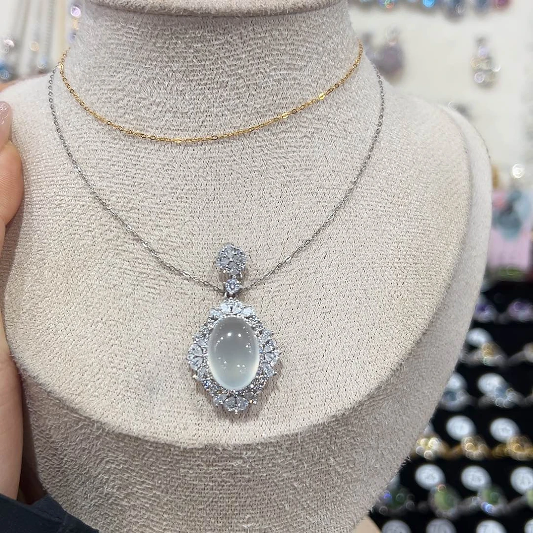 诗***b岫玉银S925镶嵌颈饰