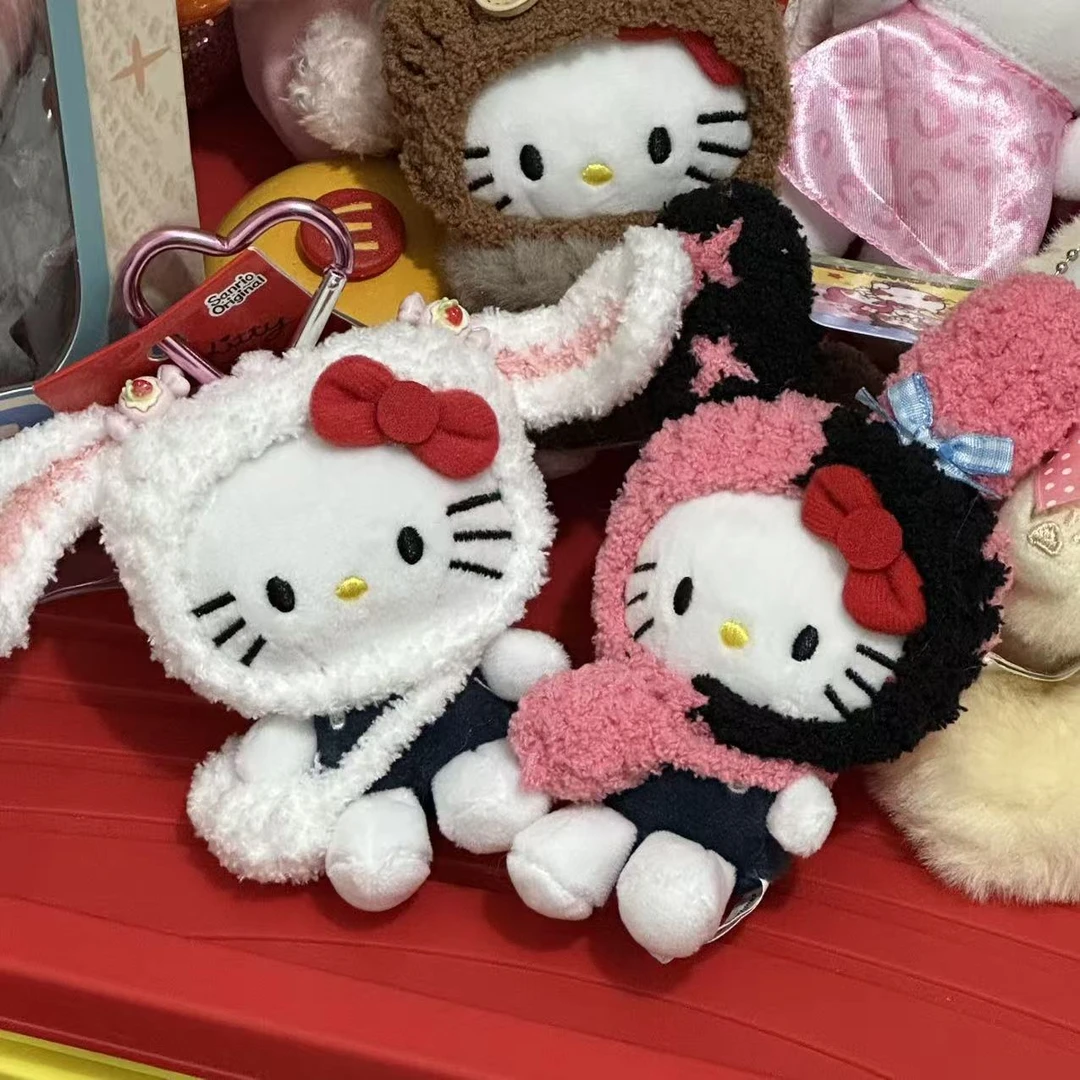 甜妹垂耳兔头套kitty挂件包包BK兔子头套KT小玩偶书包挂饰钥匙扣