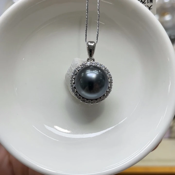 银S925镶嵌海水珍珠颈饰12-13mm 63号