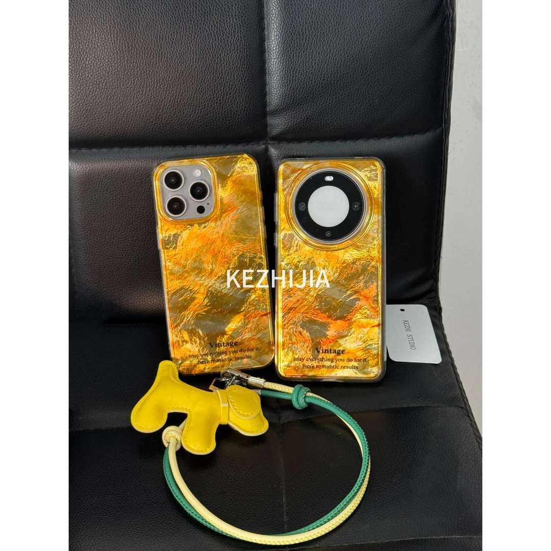 【壳之】金色大理石纹适用苹果16/15/14/13Promax手机壳华为mate