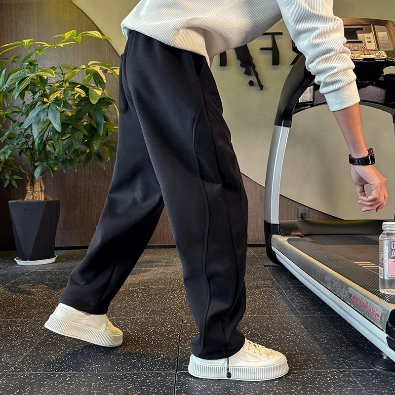 弯刀卫裤男士春秋款潮牌痞帅直筒宽松运动冬装加绒加厚休闲长裤子