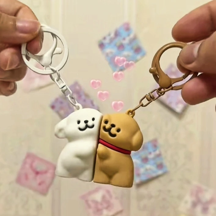 可爱学生书包挂件高考毕业季立体礼物不离不弃卡通磁吸小狗钥匙扣