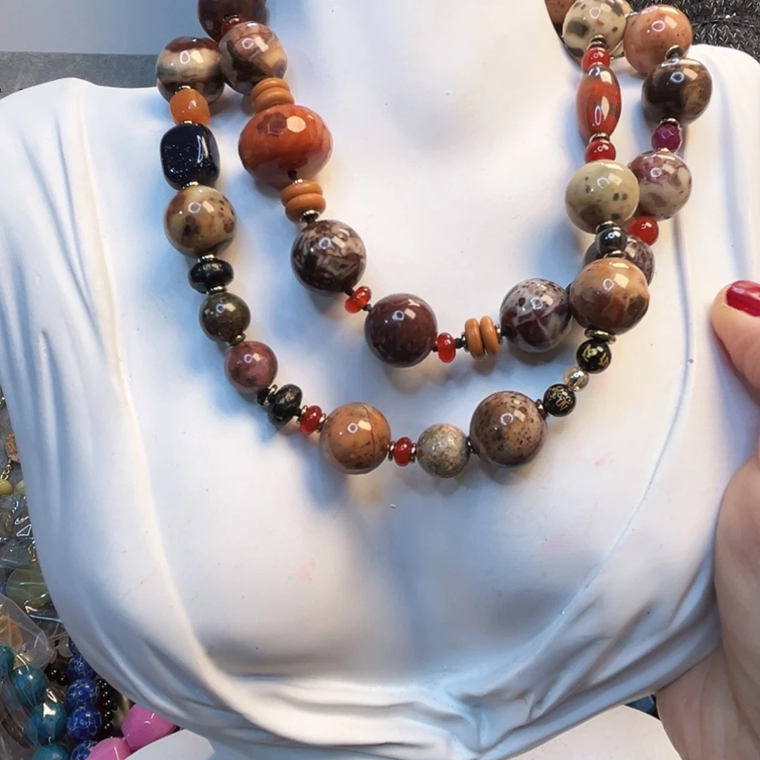 玛瑙/玉髓合金颈饰松石长75