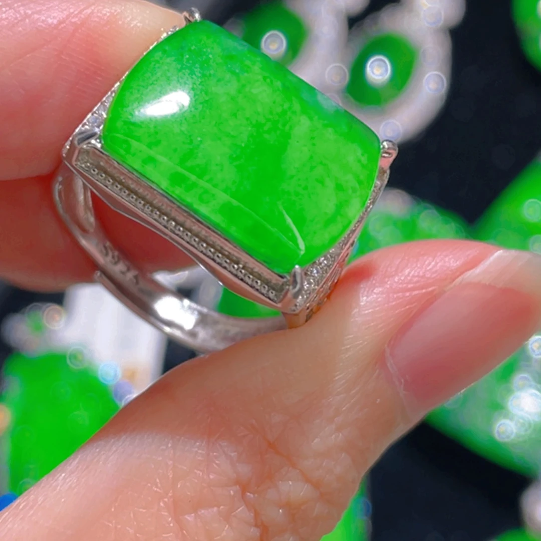翡翠戒指银S925镶嵌1111111111111111
