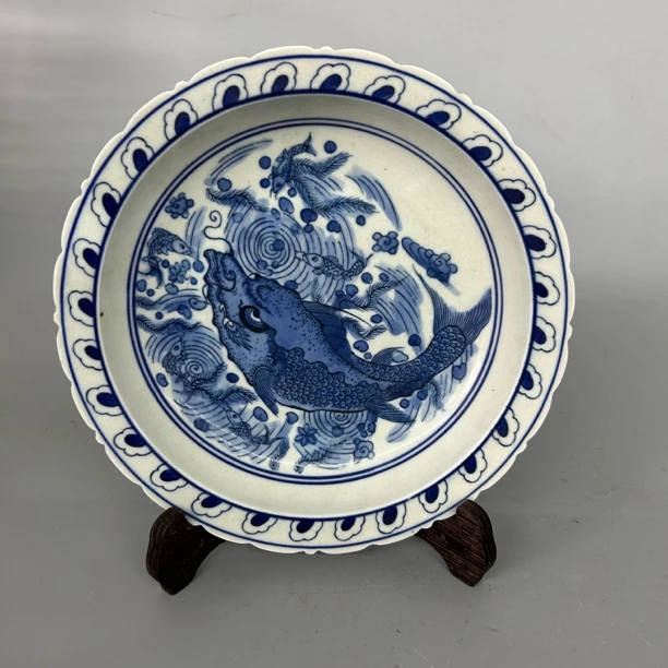 陶瓷 摆件 鲲 青花赏盘