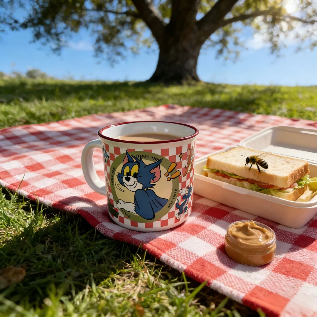 粉丝团专属【白色猫和老鼠】高温炻瓷马克杯可爱家用咖啡牛奶喝水杯