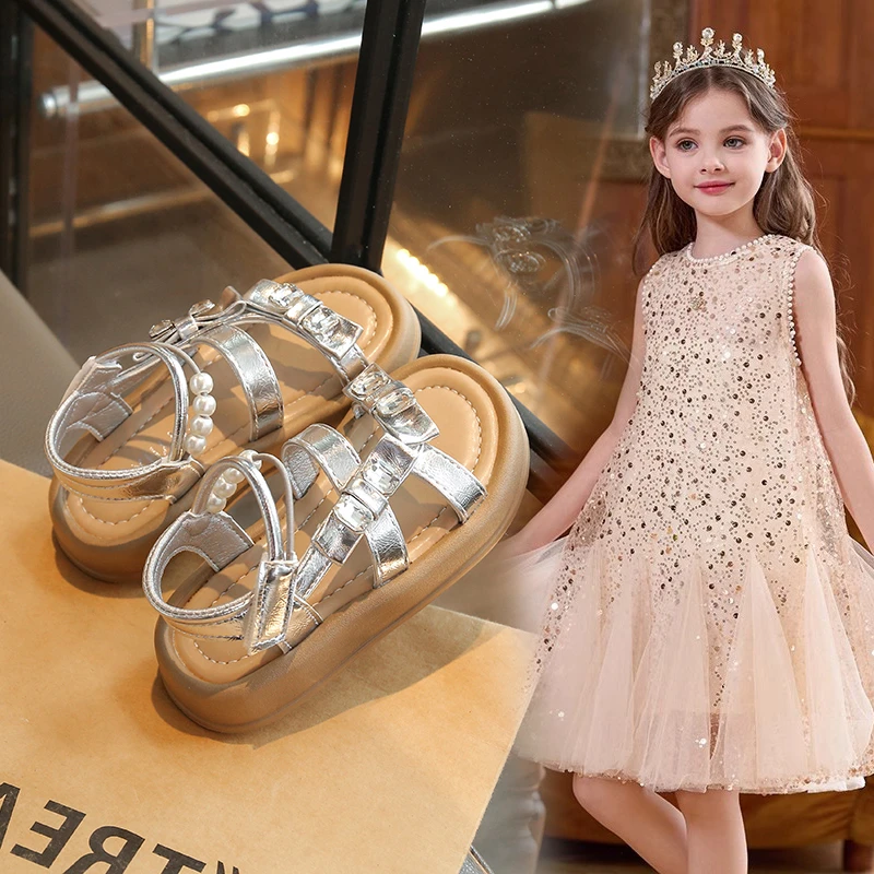 2025新款夏季儿童凉鞋中大童时尚女童休闲公主凉鞋厚底软底沙滩鞋