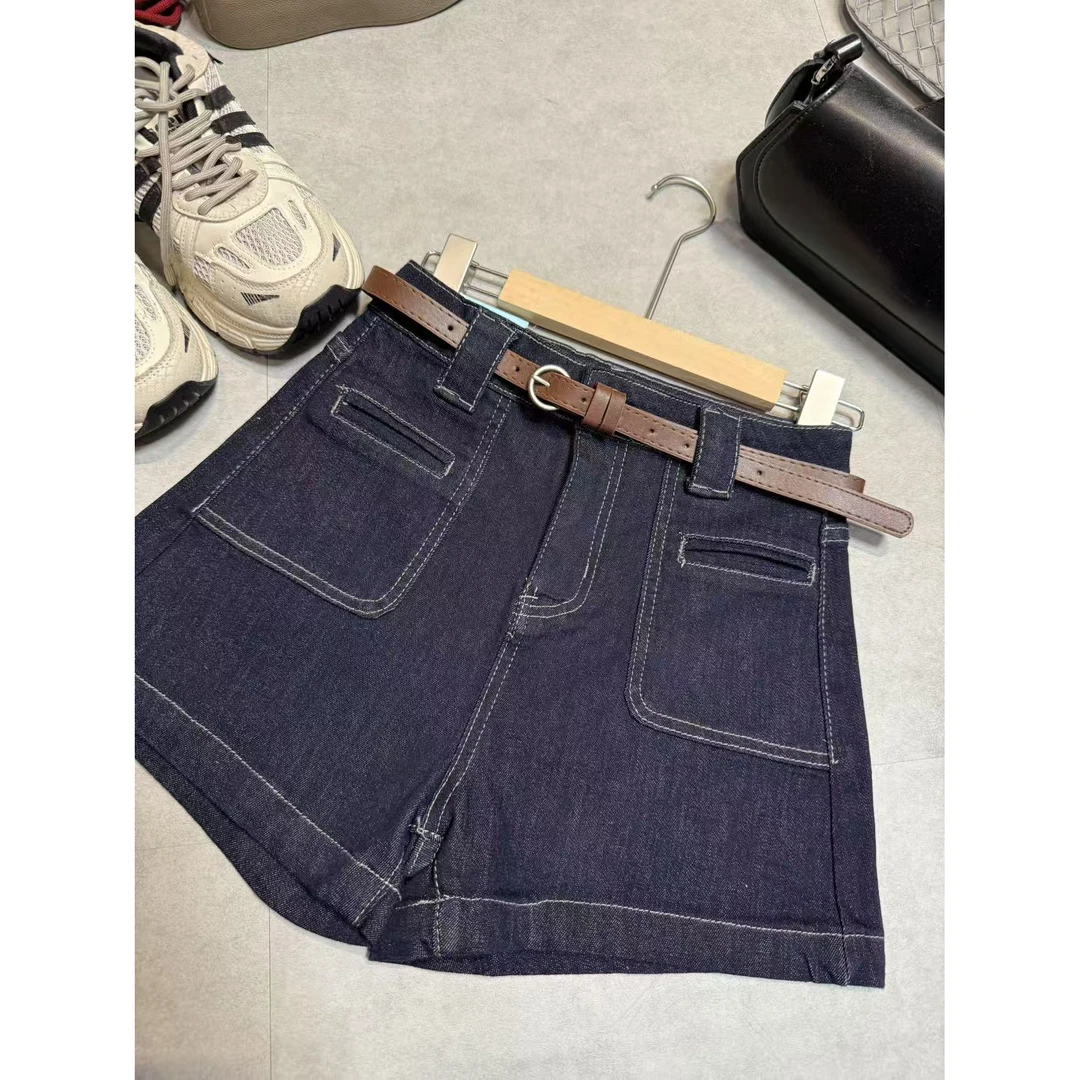 W4399高级兰 牛仔短裤女春夏新款高腰显瘦a字阔腿裤直筒裤薄款