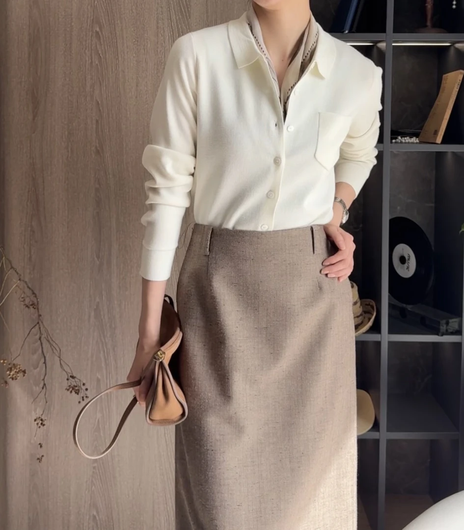 【白月光】简约小翻领百搭针织衬衣