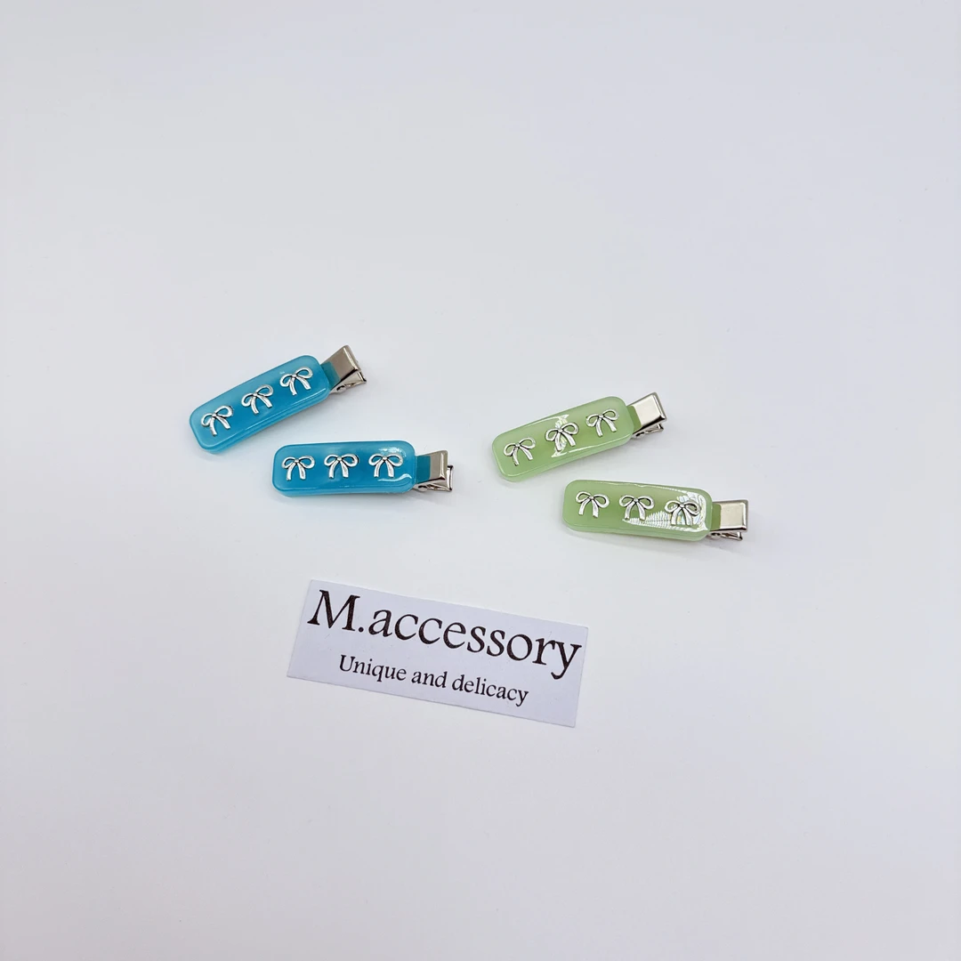 Mi33韩版饰品银色小蝴蝶结鸭嘴夹发卡网红边夹J061007ins迷你发夹