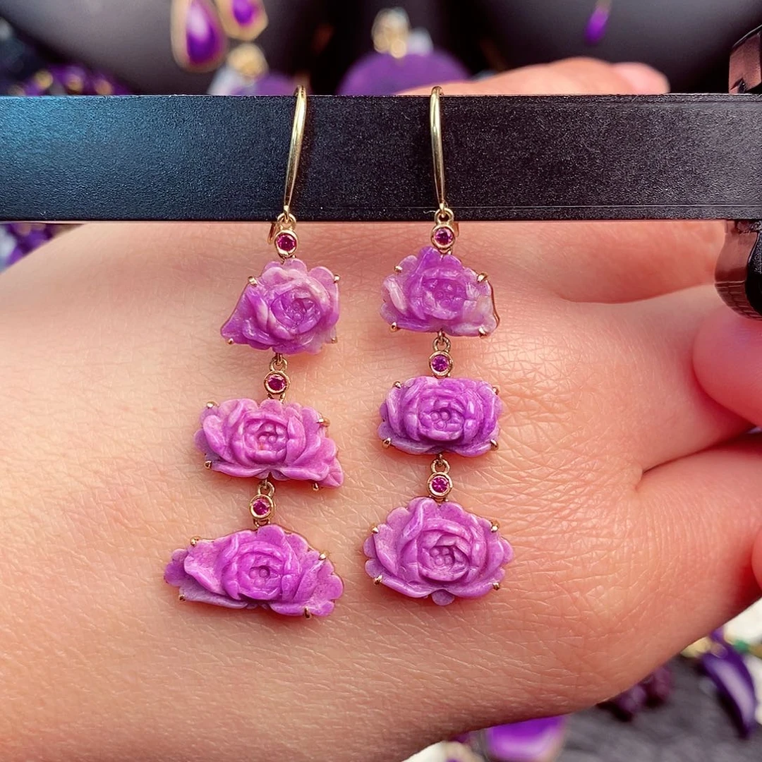 苏纪石（舒俱来）耳饰18K金镶嵌