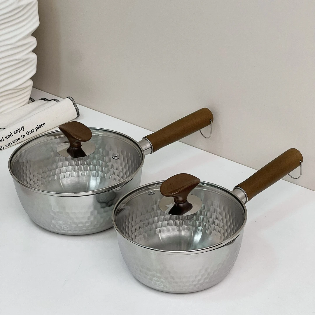 【悠之家】家用不粘雪平锅 18/10煎锅家用泡面锅辅食锅加厚日式
