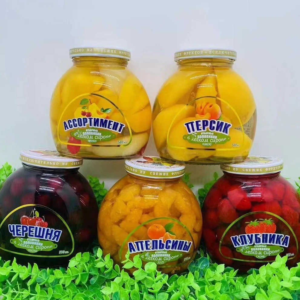 利奥丝俄罗斯水果罐头黄桃罐头草莓罐头樱桃罐头580克零食罐头