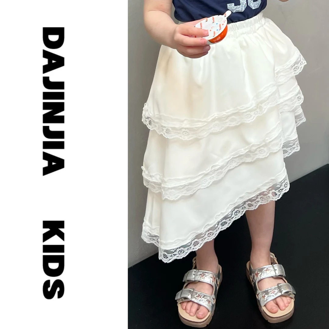 大金定制夏季新款蕾丝花边半身裙甜美风斜边洋气松紧腰蛋糕裙