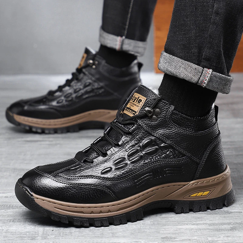 羊毛雪地棉鞋加厚冬鞋男鞋加绒高帮皮鞋保暖防滑冬季新款夏季耐磨