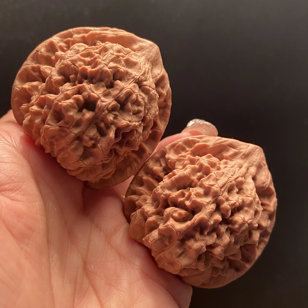 文玩核桃把件4902全品无修麒麟纹官帽边49肚45高48精品对