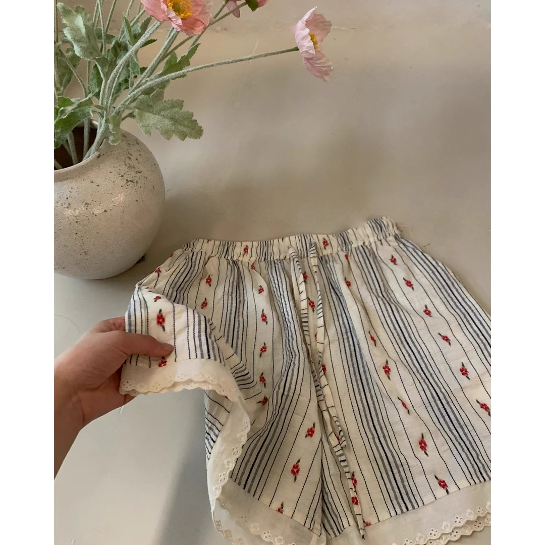 Coco 刺绣花边短裤